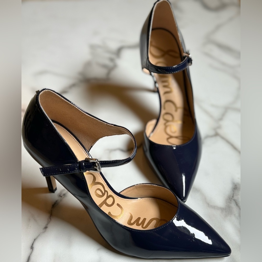 Sam Edelman Nora Navy Patent Pump with Strap
